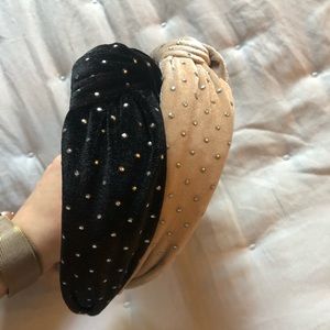 Blush Pink & Black Rhinestone Headband Duo